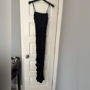 VENUS Black Ruched Maxi Dress